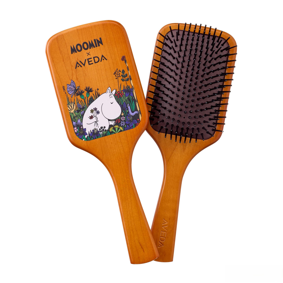 AVEDA Paddle Brush and Mini Paddle Brush, Cushion Hair Brush with Air-Hole Pad for Blow Drying and Scalp Massage, Standard or Moomin Edition