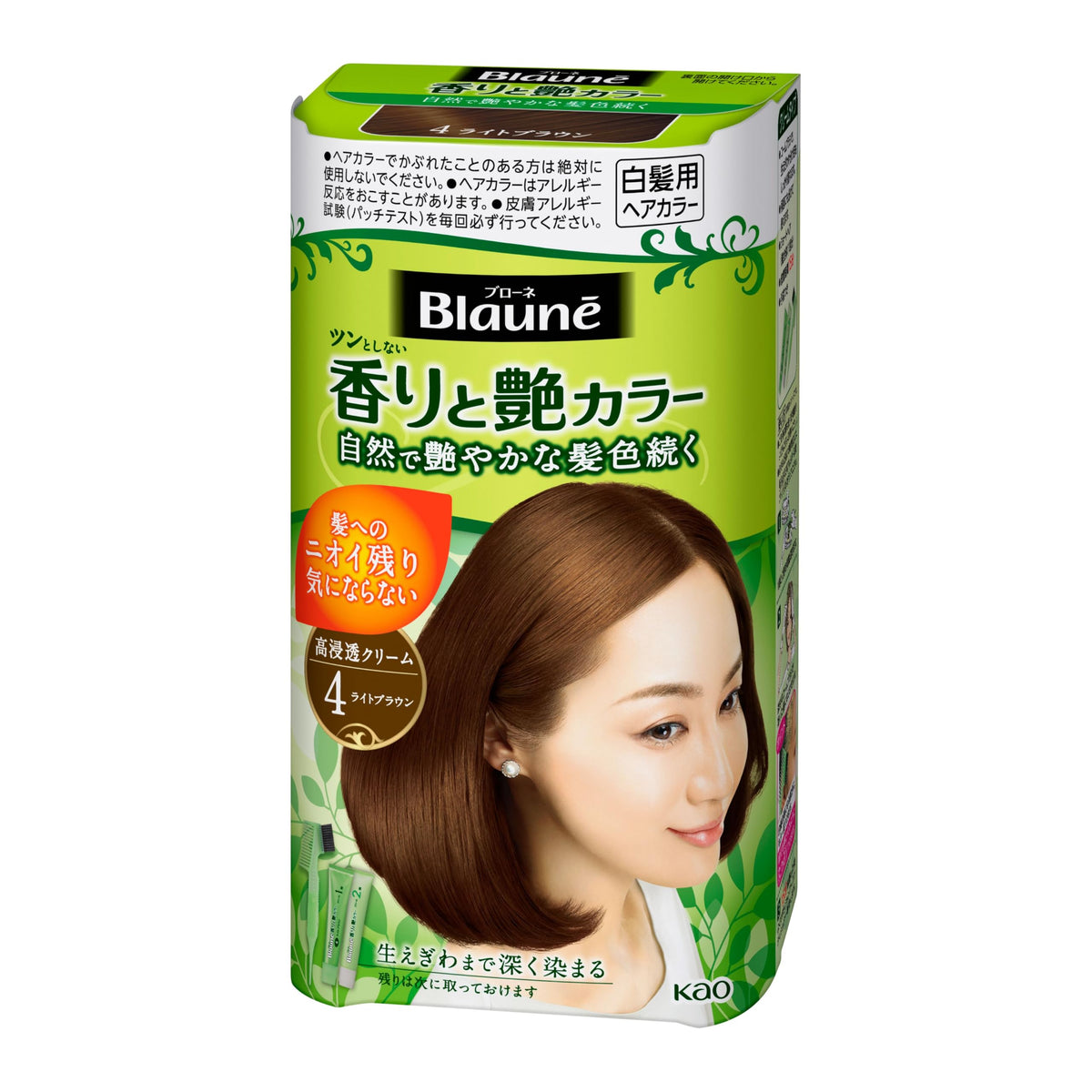 Blauné Aroma and Gloss Hair Color Cream for Gray Hair, Quasi-Drug, Natural Glossy Color, Nine Brown Shades 2 to 7, 80 g Kit