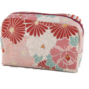 Noren Retro Flower Box Pouch, Japanese Pattern Makeup Pouch with Gusset, 100% Cotton, Made in Japan