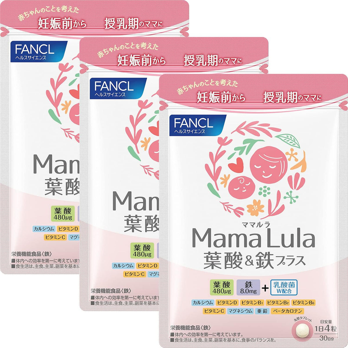 FANCL Mama Lula Folic-Acid&Iron-Plus — 480mcg Folic-Acid/Serving