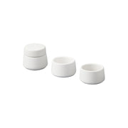 Yamazaki Tower Shrine Items Set of 3, Set of Three Plain Ceramic Shrine Items, One Lidded Water Cup and Two Plates for Rice and Salt, Suits Traditional and Modern Home Shrines, 5 x 5 x 4.5 cm and 5 x 5 x 3 cm each and 185 g, White