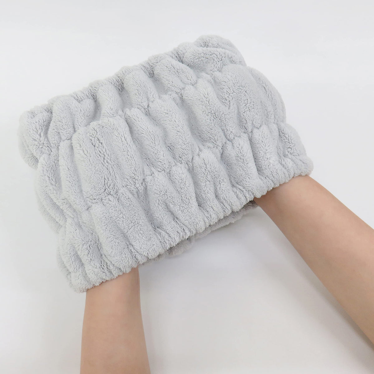 Towa Sangyo Qsui Microfiber Hair Turban, Wide Quick-Dry Hair Drying Cap Wraps Long Hair, Grey, About 20 x 17 cm, Elastic Band with Adjustment Holes