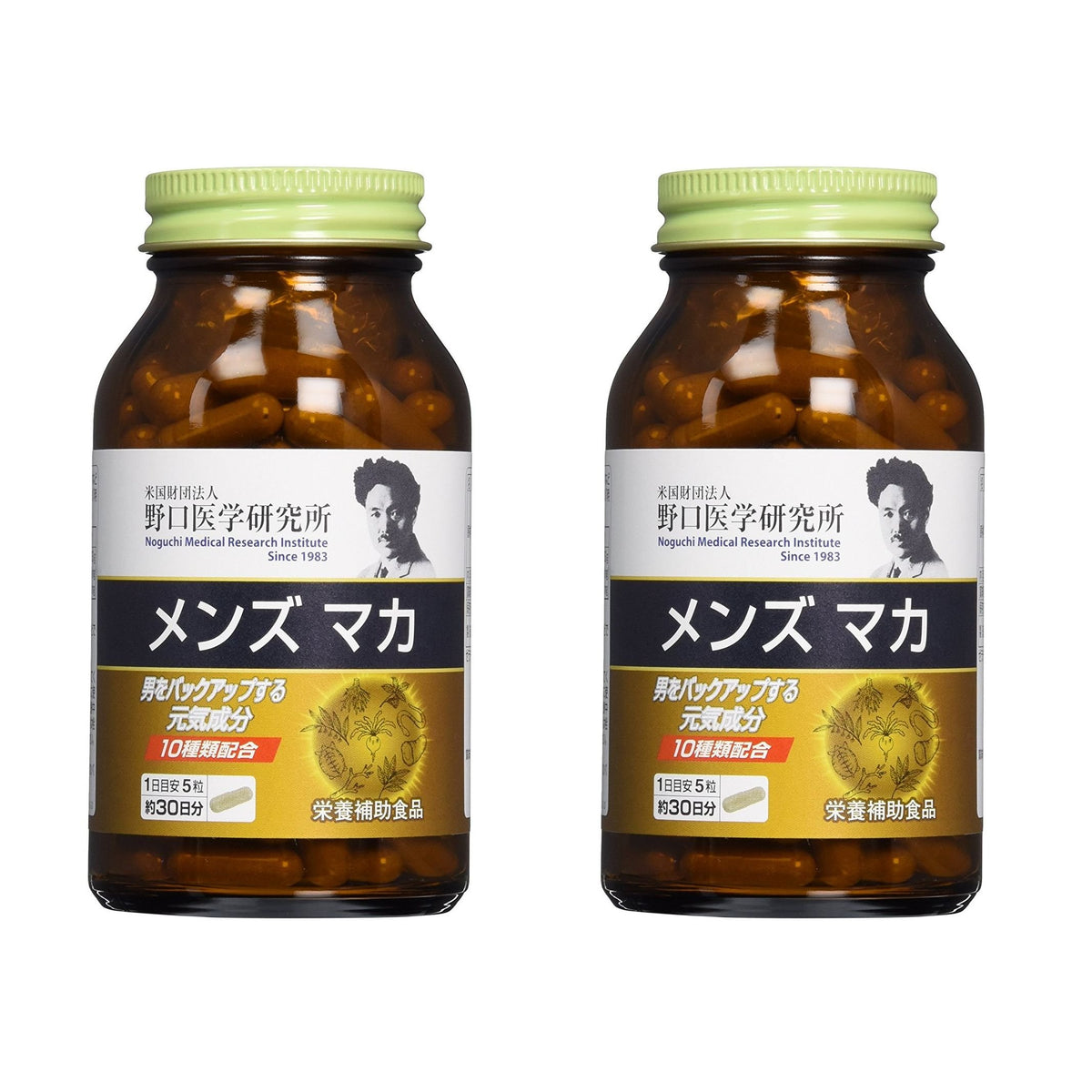 Men's Maca Capsules with 10 Ingredients, 447 mg x 150 Capsules for About 30 Days, Set of 2 Bottles, Made in Japan