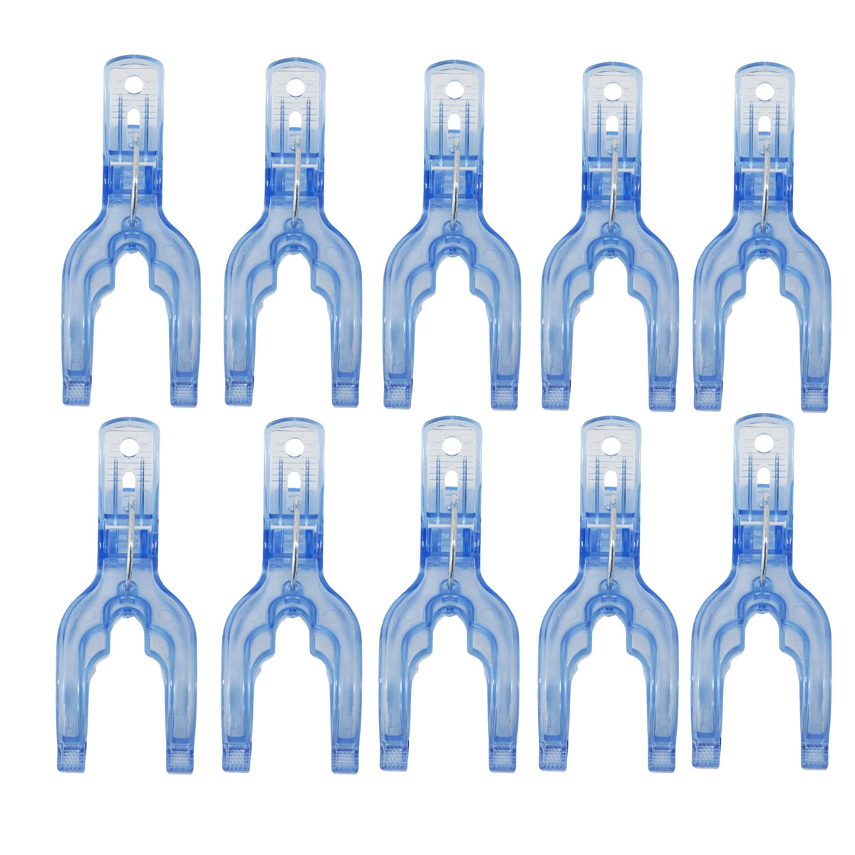 Toa Sangyo CLR Wide Pole Pegs, Polycarbonate Laundry Pegs with Steel Wire Springs for Windy Days, 4.3 x 3.4 x 9 cm Each, Pack of 10, Blue