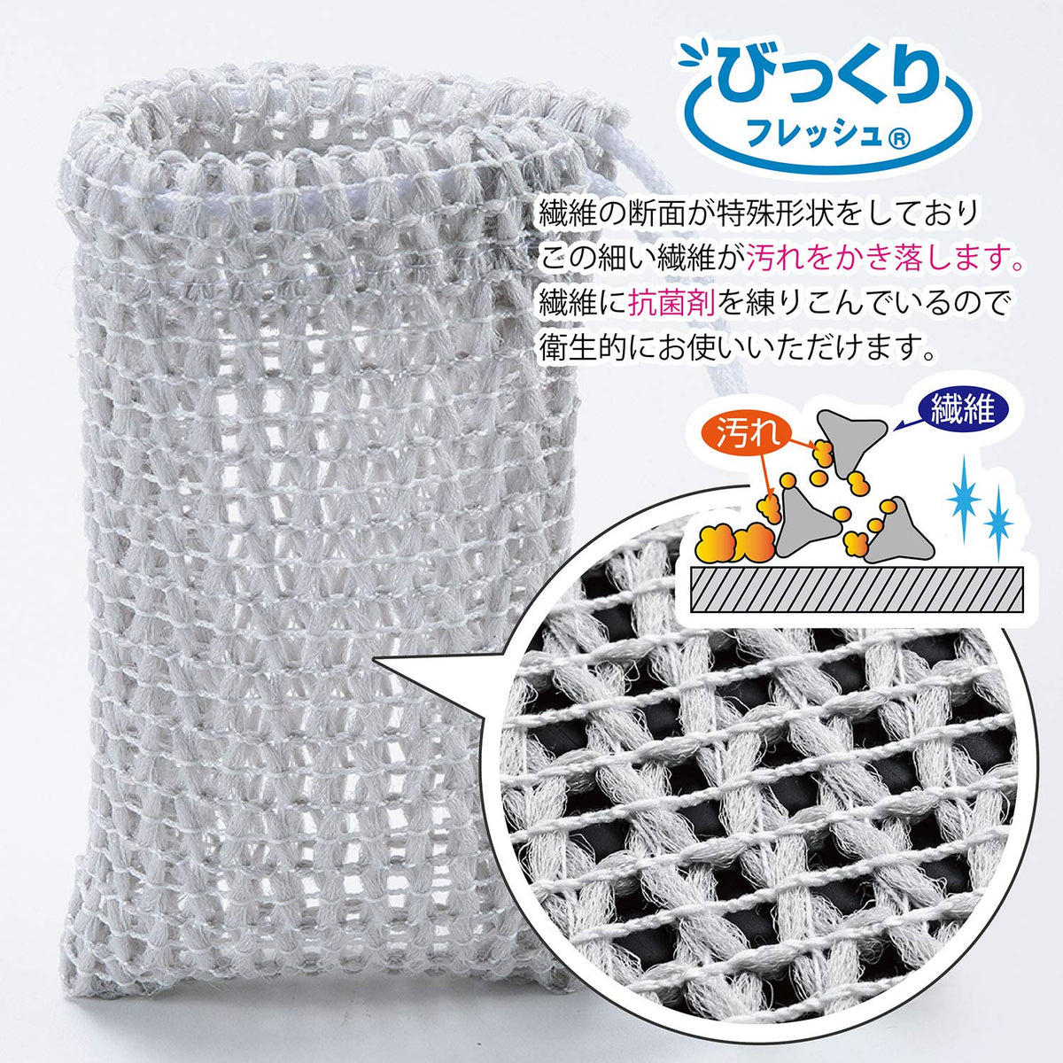 Sanko Mitsuba Soap-In Mesh Laundry Cleaner, 13 x 8 cm Mesh Bag for a Bar of Soap with Antibacterial Thread and Hook, 14 g, 1 or 2 Pieces
