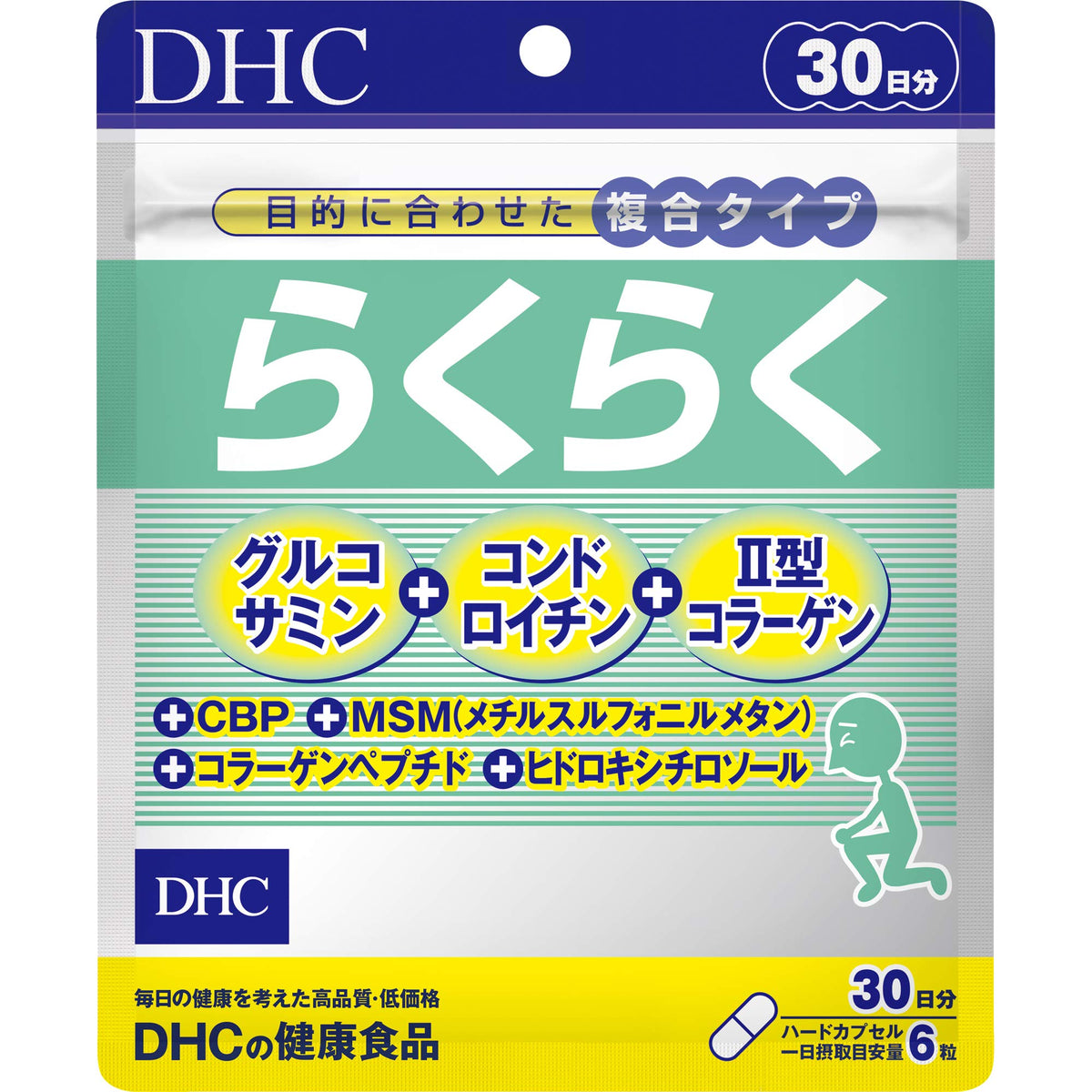 DHC Raku Raku Joint Care, 180 Capsules, 30 Days, Glucosamine with Chondroitin, MSM and Type II Collagen