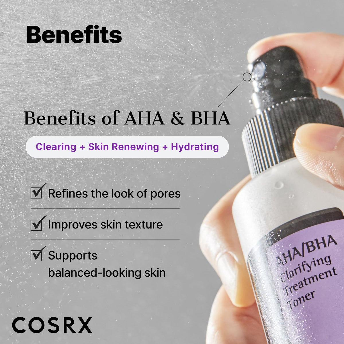 COSRX AHA/BHA Clarifying Treatment Toner, Gentle Renewing Mist Toner with Glycolic Acid and Betaine Salicylate, 150 mL