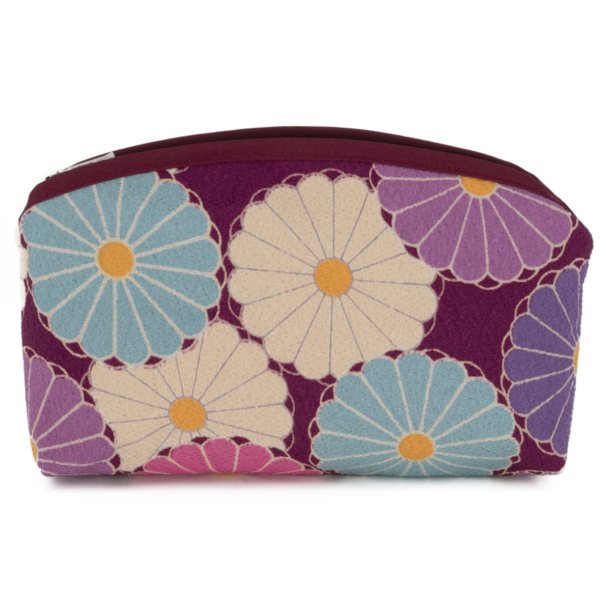 Noren Slim Cosmetic Pouch, Japanese Pattern Makeup Pouch with Inner Pocket, 100% Cotton, Made in Japan