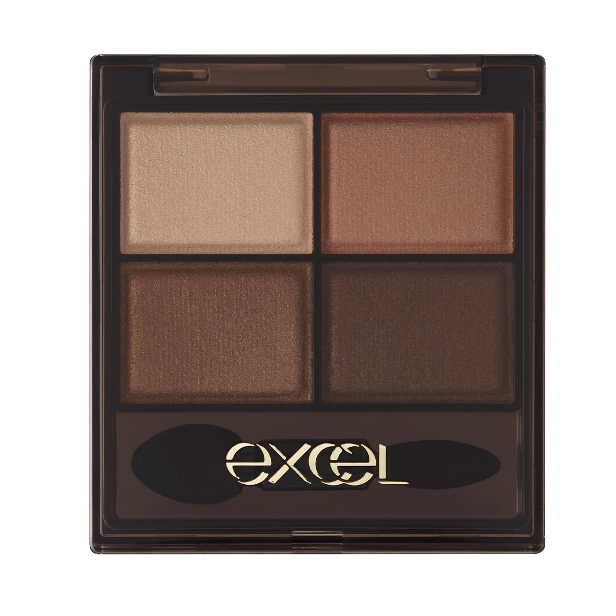 Excel Skinny Rich Shadow N SK03 Royal Brown, Four-Colour Brown Eyeshadow Palette 5.1 g with Applicator Tip