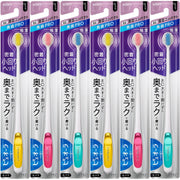 PureOra Thin and Compact Toothbrush, Back-Teeth Pro Slim Head, Regular or Soft, Pack of 6, Colours Assorted