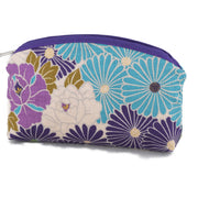 Noren Slim Cosmetic Pouch, Japanese Pattern Makeup Pouch with Inner Pocket, 100% Cotton, Made in Japan