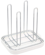 Pearl Metal Simple Storage Bottle and Glass Stand, Chrome Draining Stand with Removable Tray for Bottles and Glasses, 16 x 13.5 x 16.5 cm and 260 g, White, Black or Red