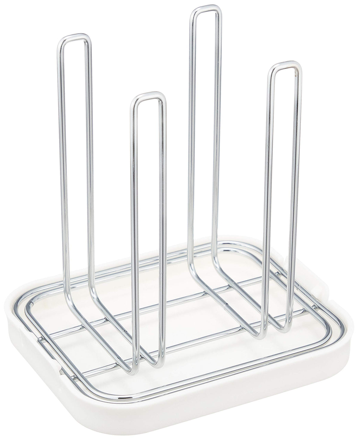 Pearl Metal Simple Storage Bottle and Glass Stand, Chrome Draining Stand with Removable Tray for Bottles and Glasses, 16 x 13.5 x 16.5 cm and 260 g, White, Black or Red
