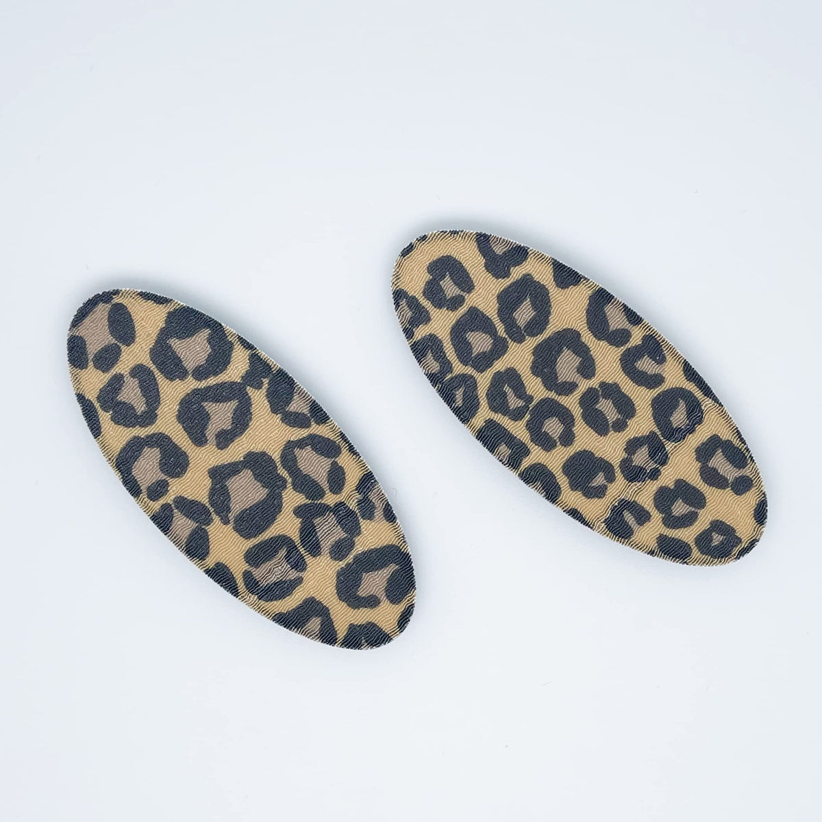 Oval Hook-and-Loop No-Crease Hair Clips for Bangs, Set of 2, Made in Japan, Leopard, Zebra and Grapefruit Prints, 8 x 3.5 cm