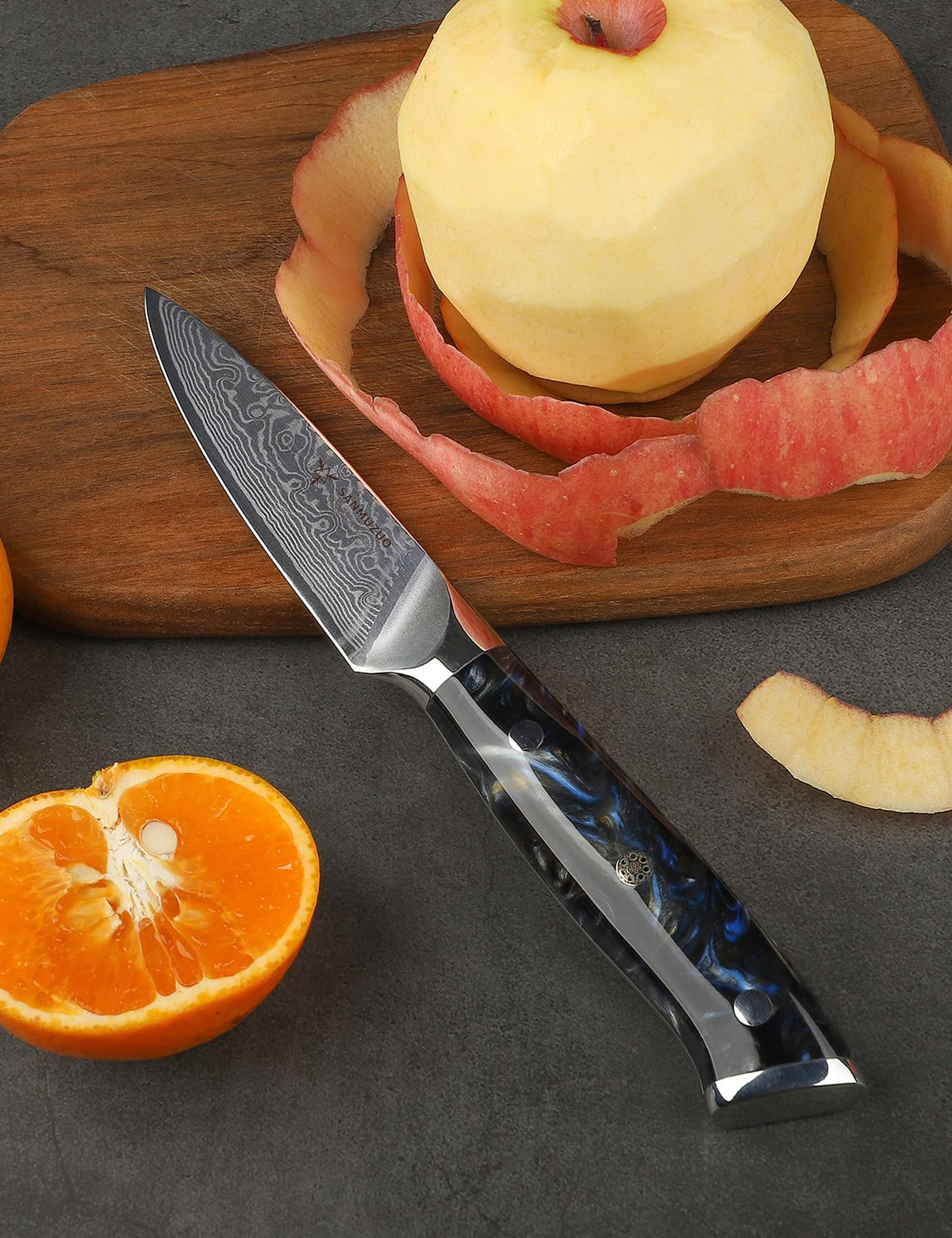 SANMUZUO Xuan Series 3.5 Inch Damascus Steel Paring Knife with Resin Handle