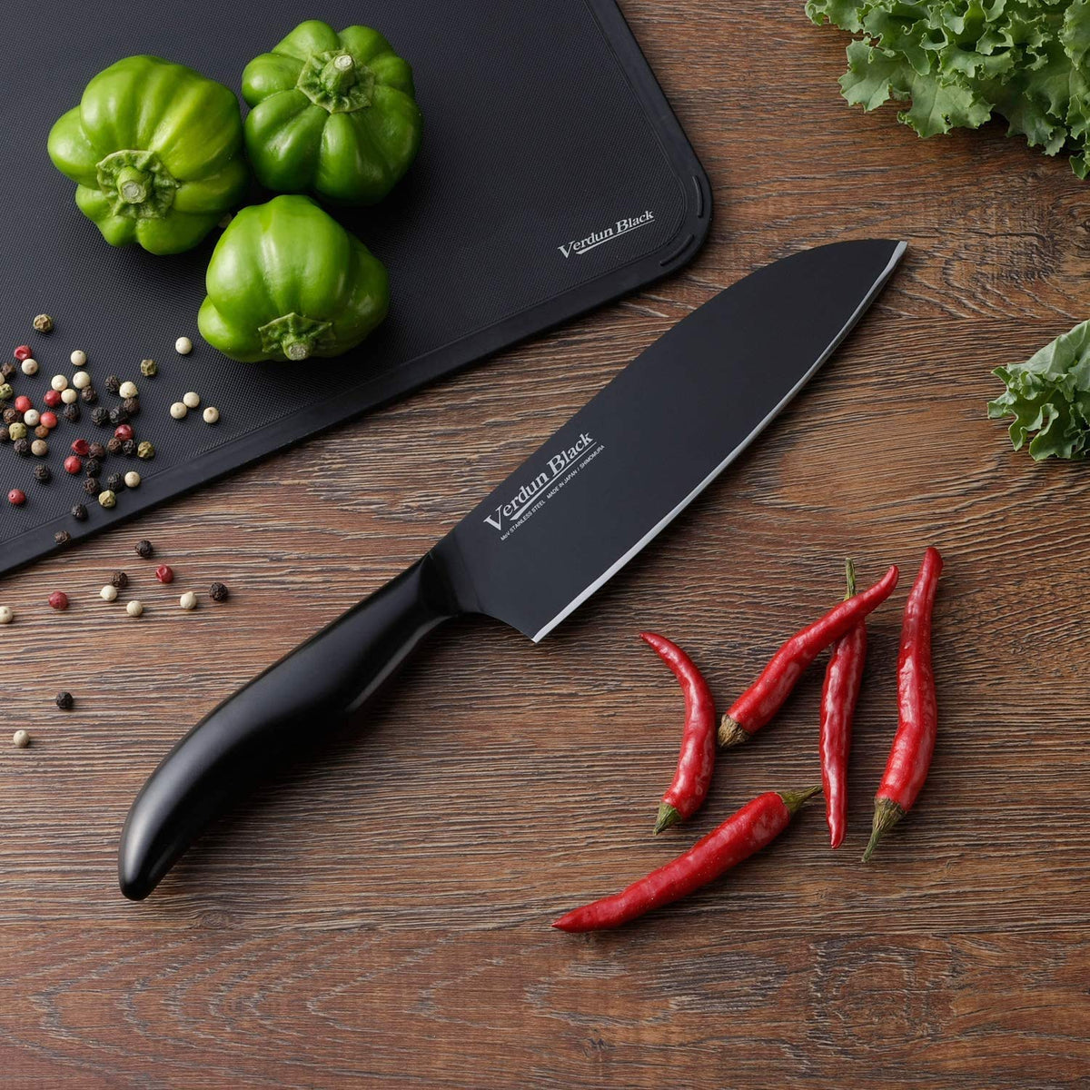 Shimomura Verdun Black All-Stainless Santoku Knife