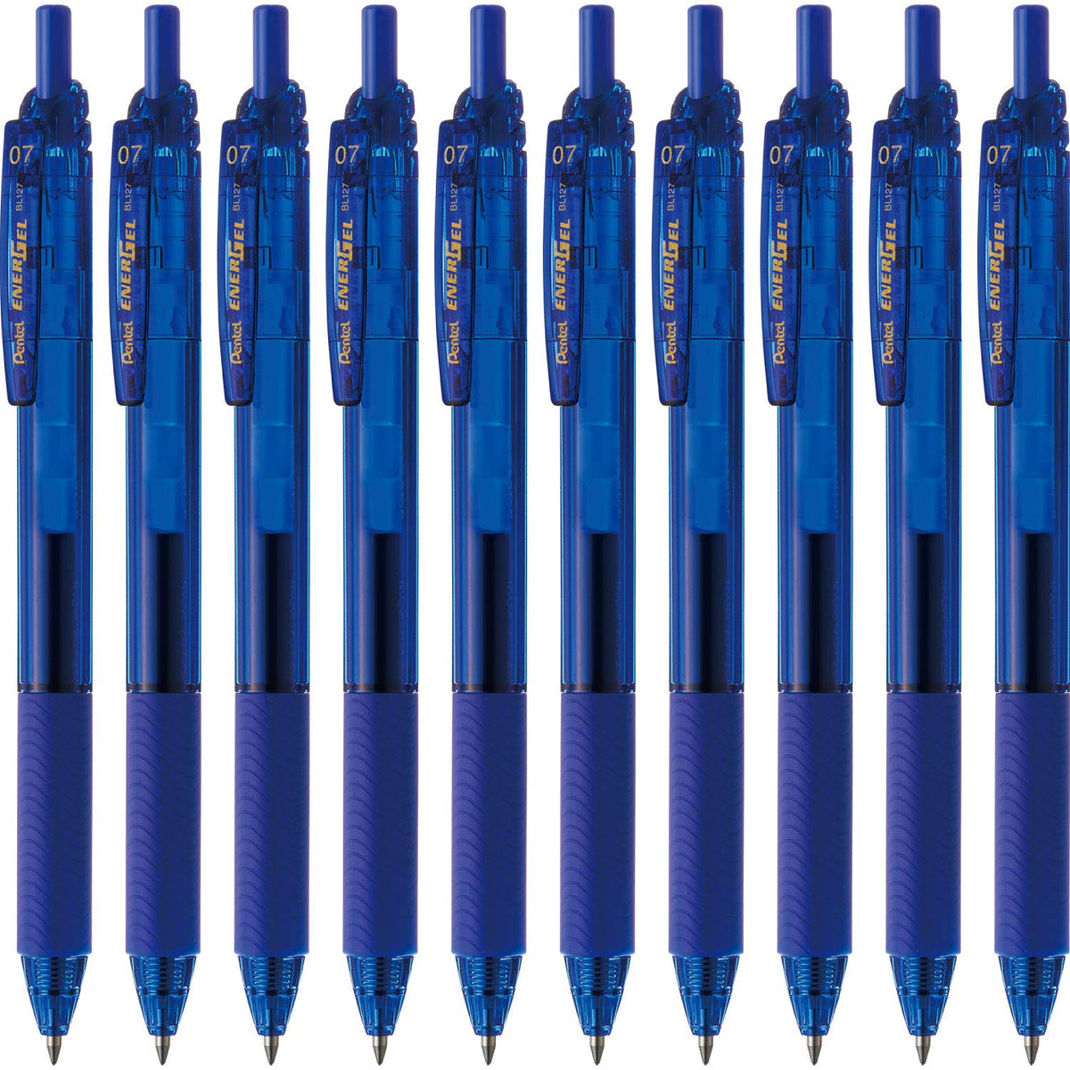 Pentel EnerGel S Gel Ink Ballpoint Pen, Retractable with Recycled PP Barrel and Elastomer Grip, 0.3, 0.5, 0.7 or 1.0 mm, Black, Red or Blue, Pack of 10 Pens
