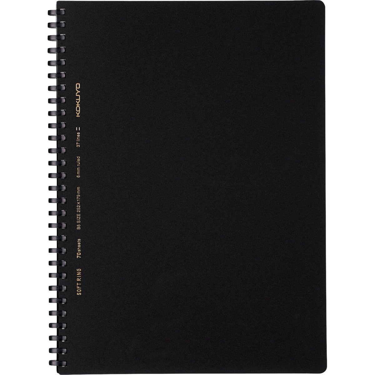 KOKUYO Soft Ring Business Notebook, 70 Sheets with Soft D-Shaped Olefin Rings and Black PP Cover, A5, Semi-B5 or A4, 5 mm Grid, 6 mm B-Rule or Plain