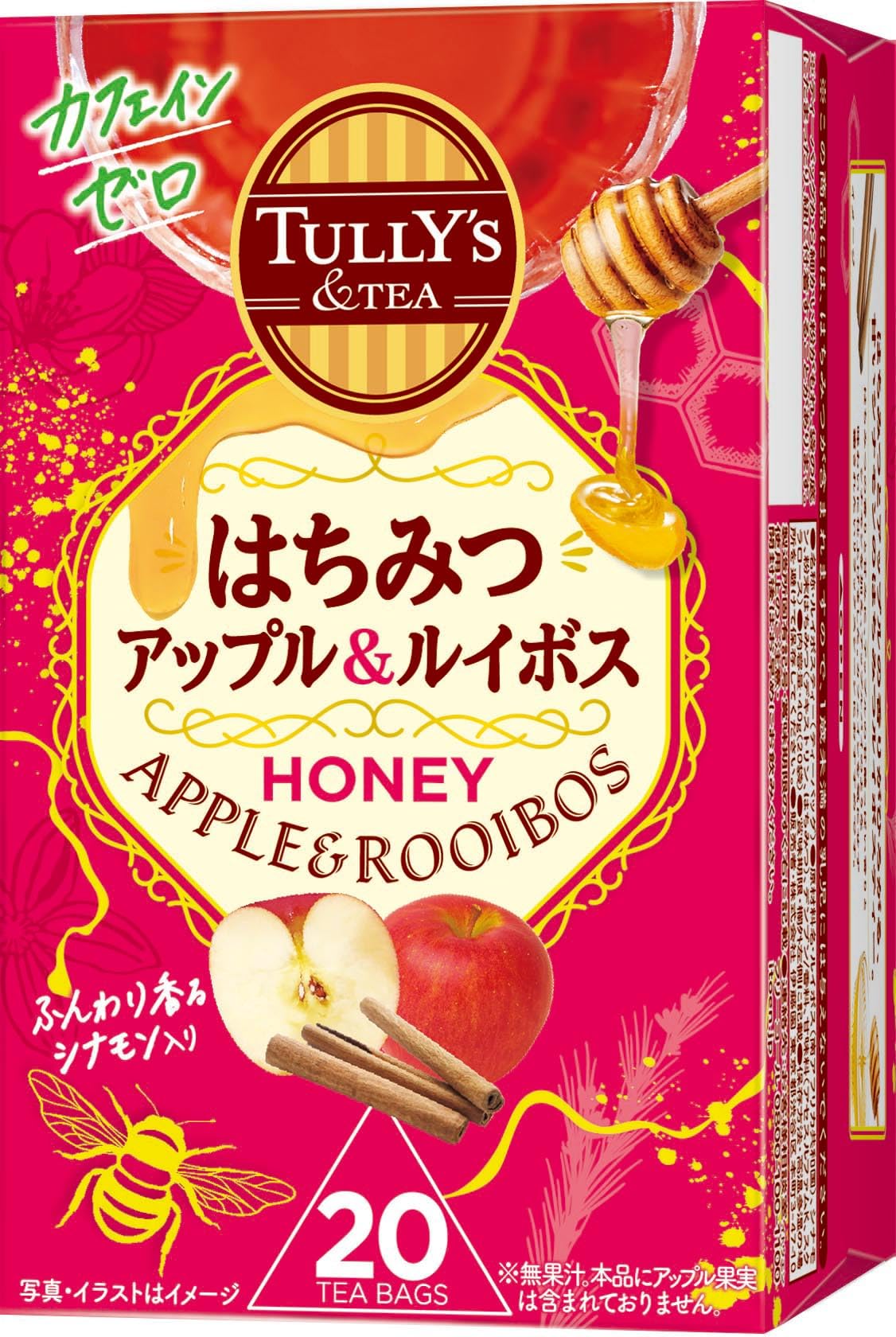Tully's & Tea Honey Apple & Rooibos Tea Bags, 20 Bags, Caffeine-Free Rooibos With Cinnamon