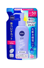 Nivea Sun Super Water Gel SPF50 PA+++ Sunscreen Refill Pouch for the Pump Bottle, Face and Body, 125 g