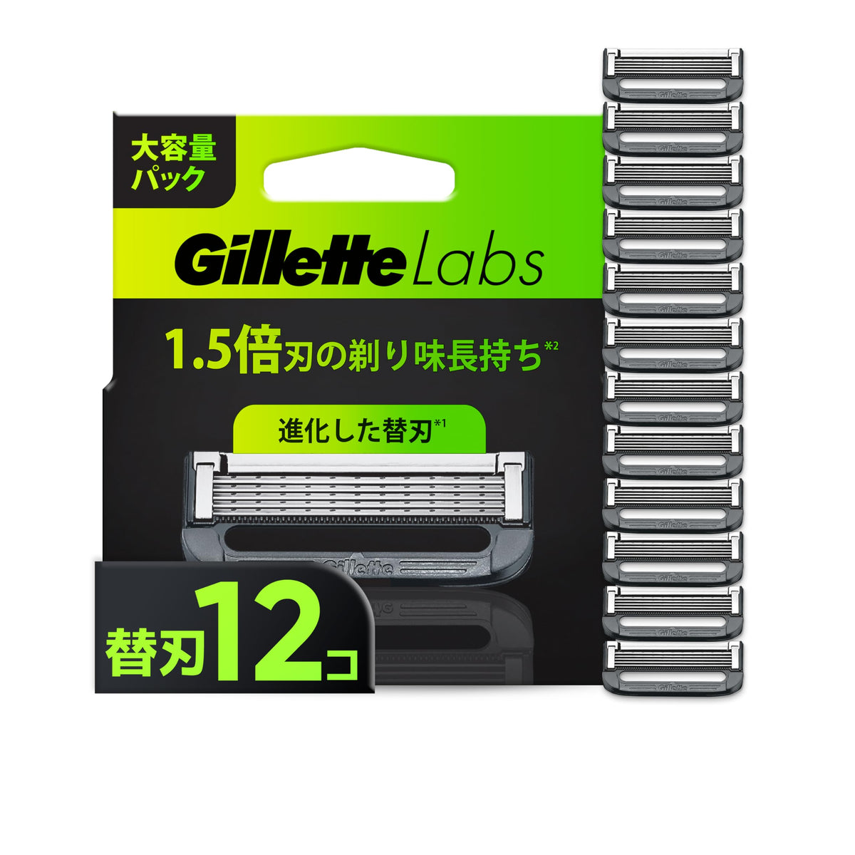 Gillette Labs Razor Refill Cartridges, 12 Count Large Pack, 5 Ultra-Thin Blades with Gel Smoother, Fits Exfoliating Razor and Heated Razor Handles
