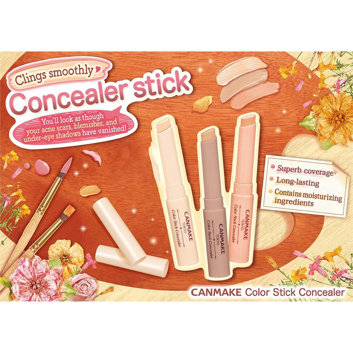 Canmake Color Stick Concealer, Smooth High-Coverage Concealer Stick for Blemishes and Under-Eye Shadows, 1.9 g