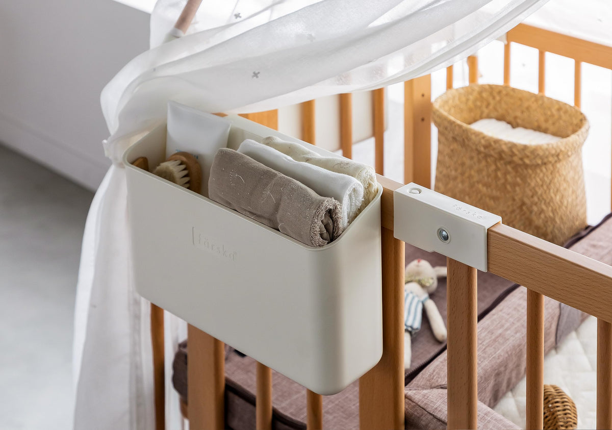 farska Hanging Box 746252, Ivory Polypropylene Storage Box 28 x 11 x 17 cm, 280 g, Hooks onto Compatible Bed and Chair Frames