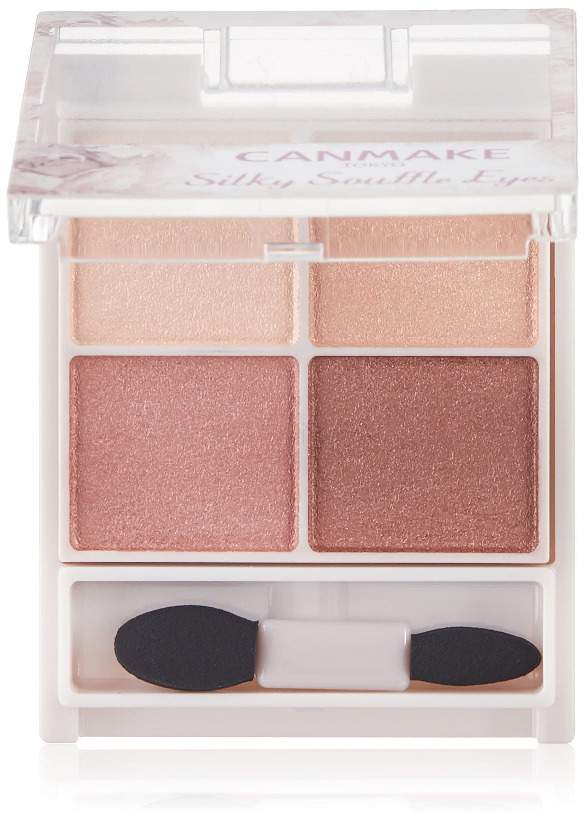 Canmake Silky Souffle Eyes, Glossy Pearl Four-Colour Eyeshadow Palette with Beauty-Serum Ingredients and a Double-Ended Tip, 4.8 g