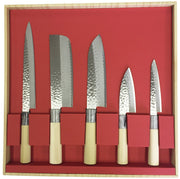 Yaxell Hammered Tsuchime Knife Set — Reduces food adhesion on blades