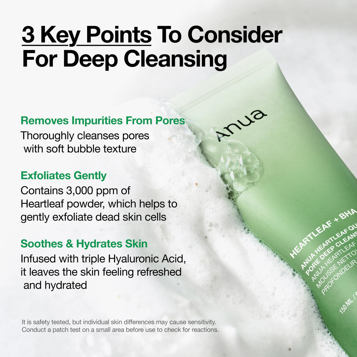 Anua Heartleaf Quercetinol Pore Deep Cleansing Foam, Gentle Exfoliating Face Wash with Heartleaf Powder and BHA, 150 mL