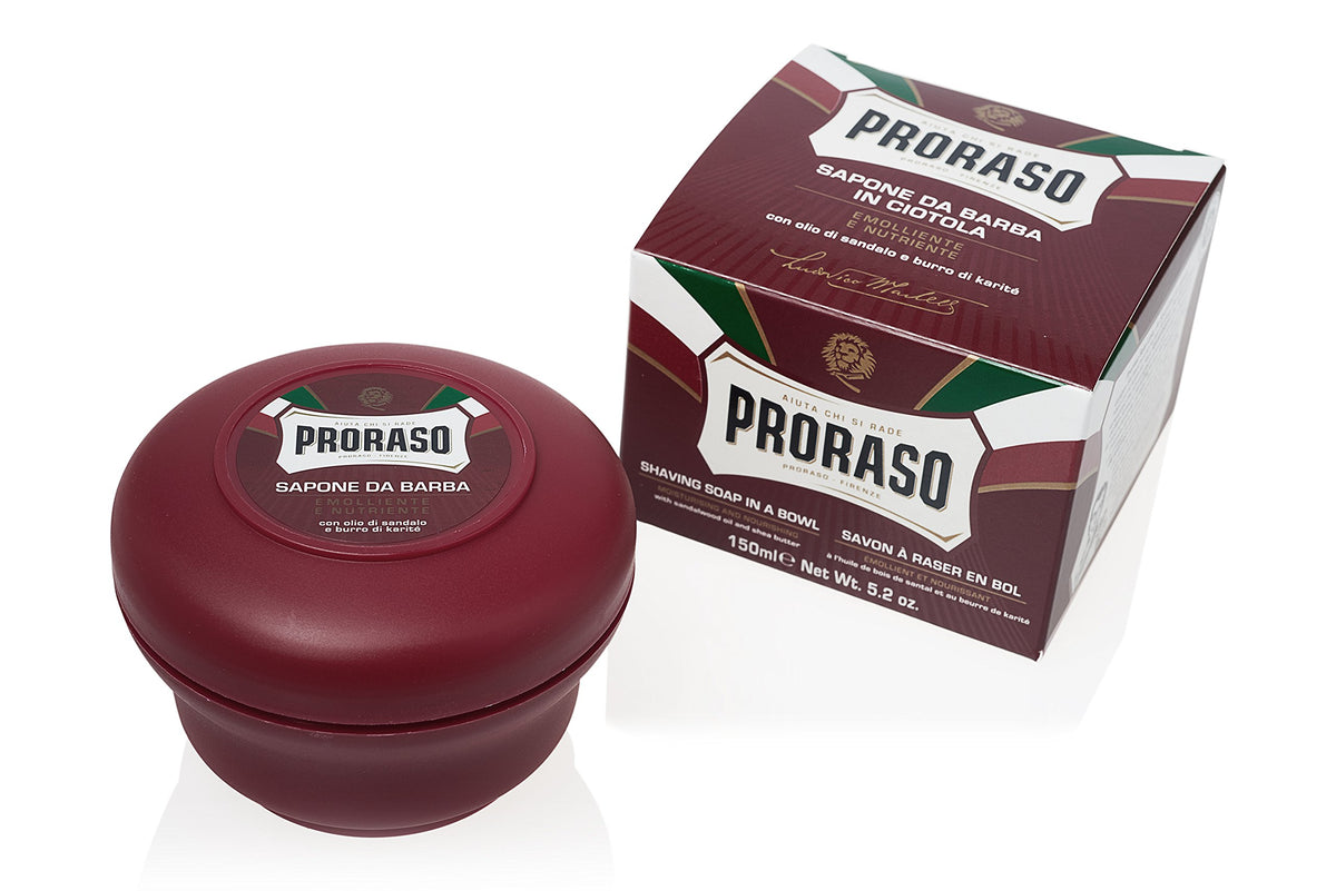 Proraso Shaving Soap in a Bowl, Nourishing Sandalwood Oil and Shea Butter Formula for Thick Beards, Italian-Made, 150 mL