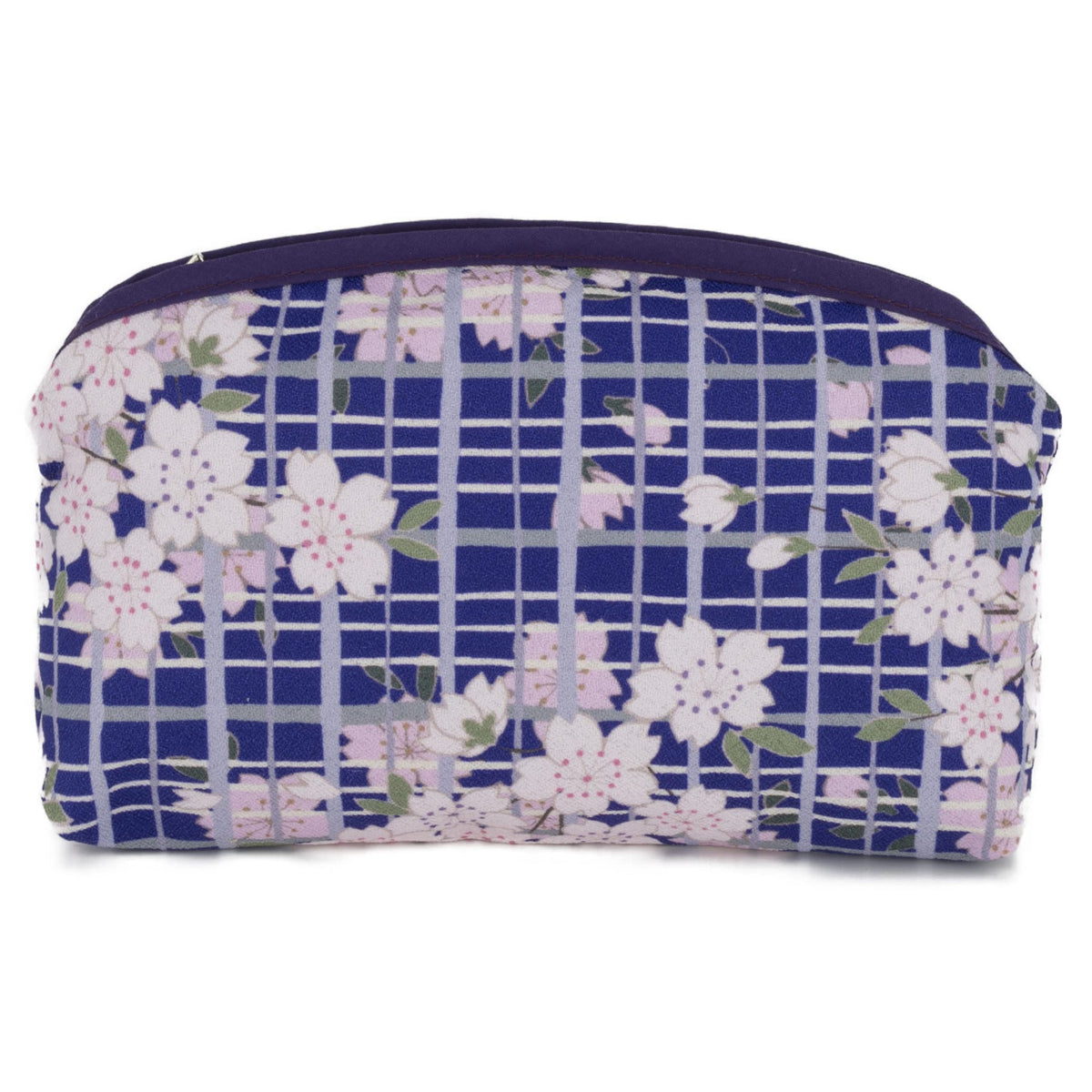 Noren Slim Cosmetic Pouch, Japanese Pattern Makeup Pouch with Inner Pocket, 100% Cotton, Made in Japan