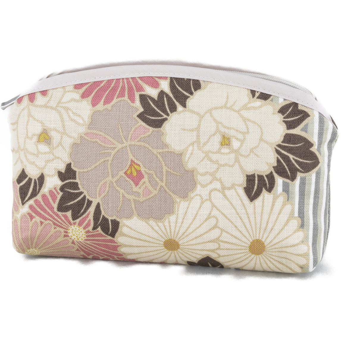 Noren Slim Cosmetic Pouch, Japanese Pattern Makeup Pouch with Inner Pocket, 100% Cotton, Made in Japan