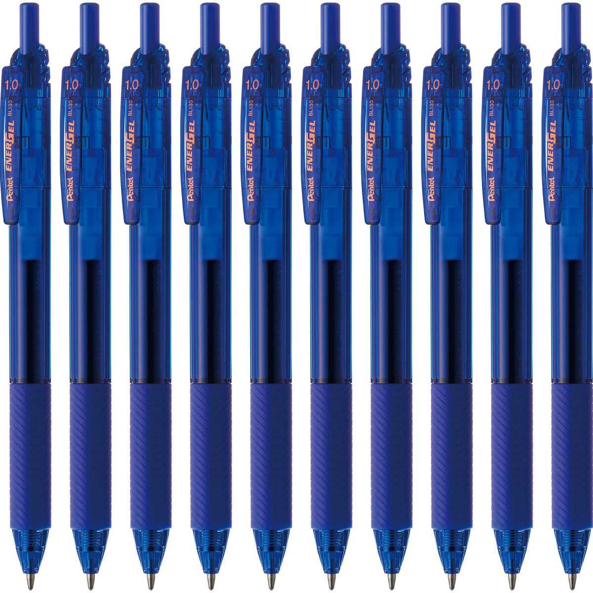 Pentel EnerGel S Gel Ink Ballpoint Pen, Retractable with Recycled PP Barrel and Elastomer Grip, 0.3, 0.5, 0.7 or 1.0 mm, Black, Red or Blue, Pack of 10 Pens