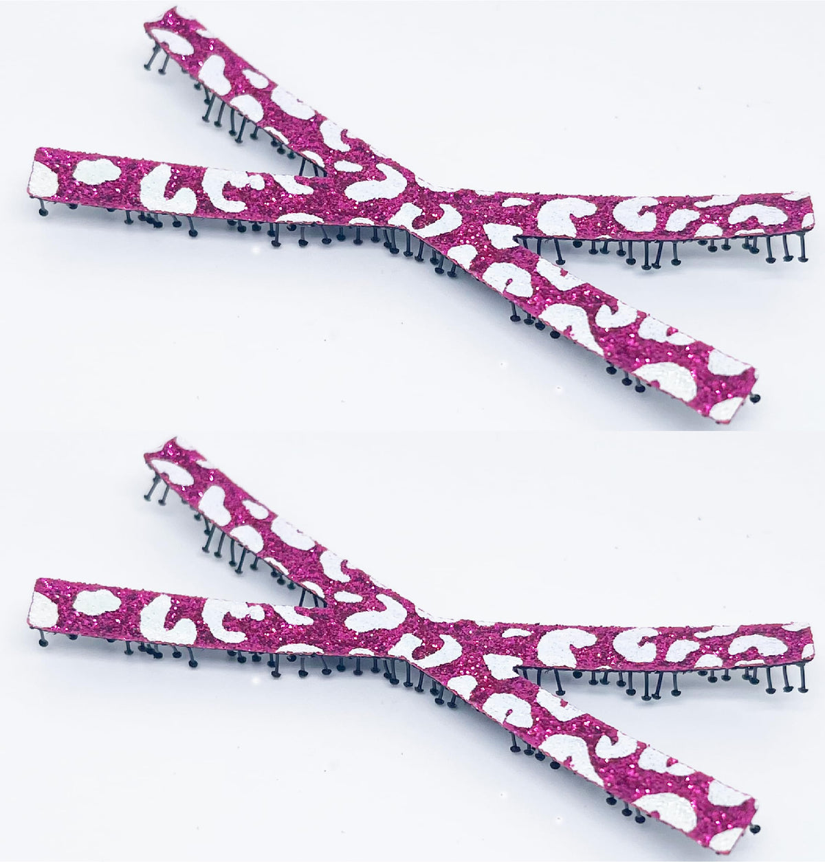 Glitter Plain-Color No-Crease Hair Clip for Bangs, Made in Japan, Mini Ribbons, Mini Ovals, Mini Tiaras and Crosses in Sets of 2
