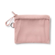 Muji Polyester Double-Zip Case, Small 10 x 13.5 cm Mesh-Front Pouch with D-Ring and Zip Pull Loop, Pink, Grey, Black or Khaki