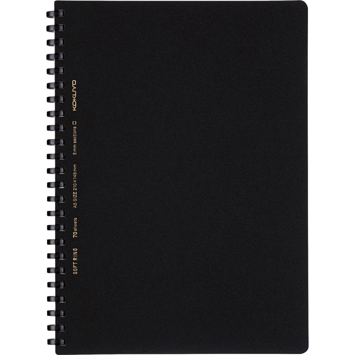 KOKUYO Soft Ring Business Notebook, 70 Sheets with Soft D-Shaped Olefin Rings and Black PP Cover, A5, Semi-B5 or A4, 5 mm Grid, 6 mm B-Rule or Plain