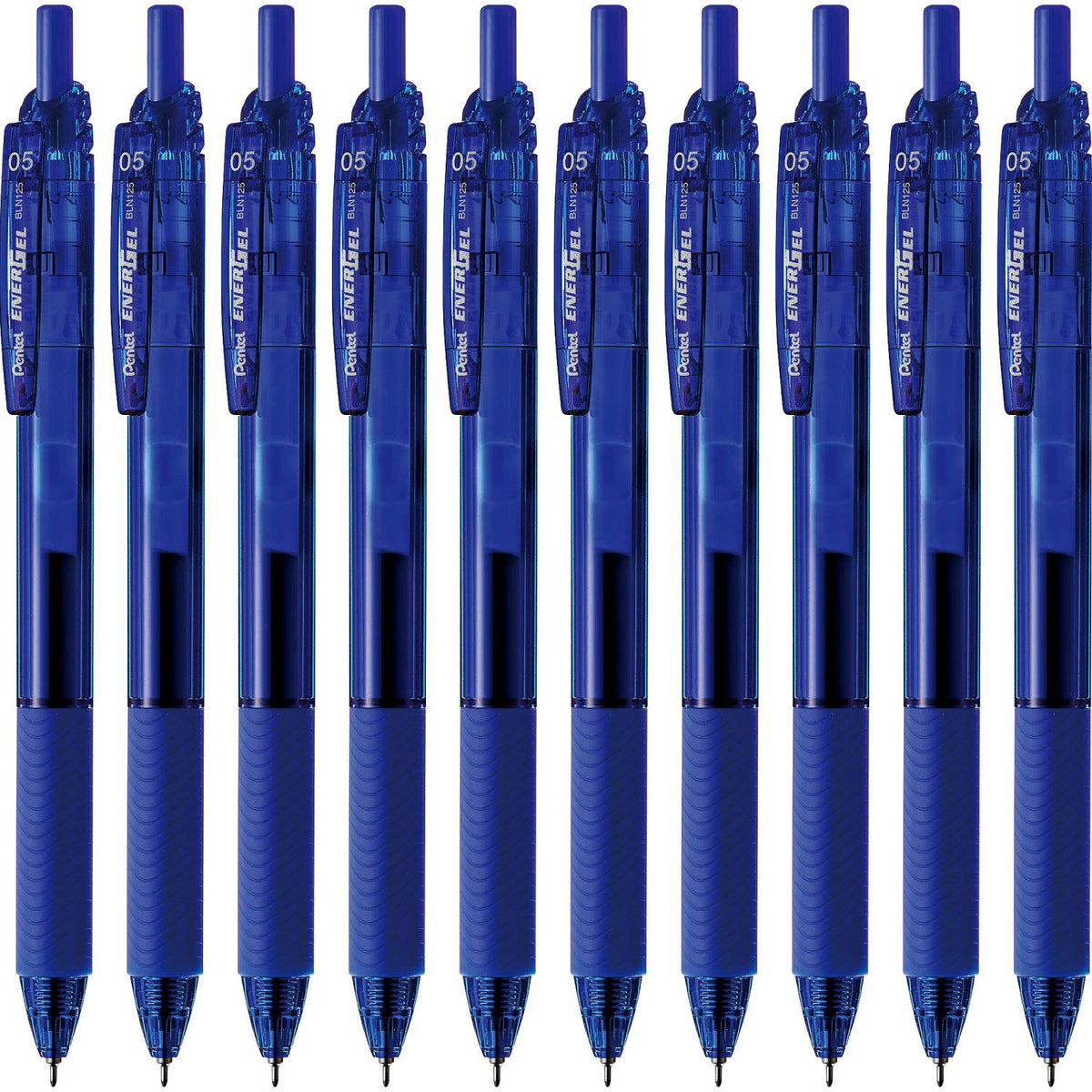 Pentel EnerGel S Gel Ink Ballpoint Pen, Retractable with Recycled PP Barrel and Elastomer Grip, 0.3, 0.5, 0.7 or 1.0 mm, Black, Red or Blue, Pack of 10 Pens