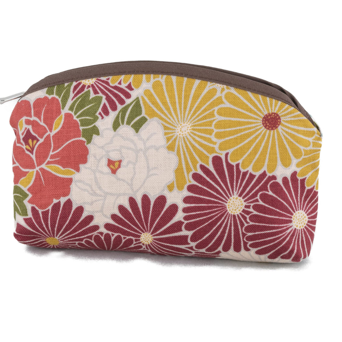 Noren Slim Cosmetic Pouch, Japanese Pattern Makeup Pouch with Inner Pocket, 100% Cotton, Made in Japan