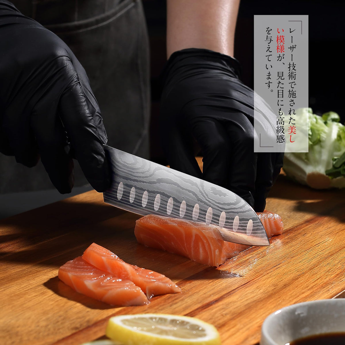 PAUDIN Small Santoku Knife 130 mm, 5Cr15Mov Stainless, Etched Pattern, Wood Handle, 1 or 2 Knives