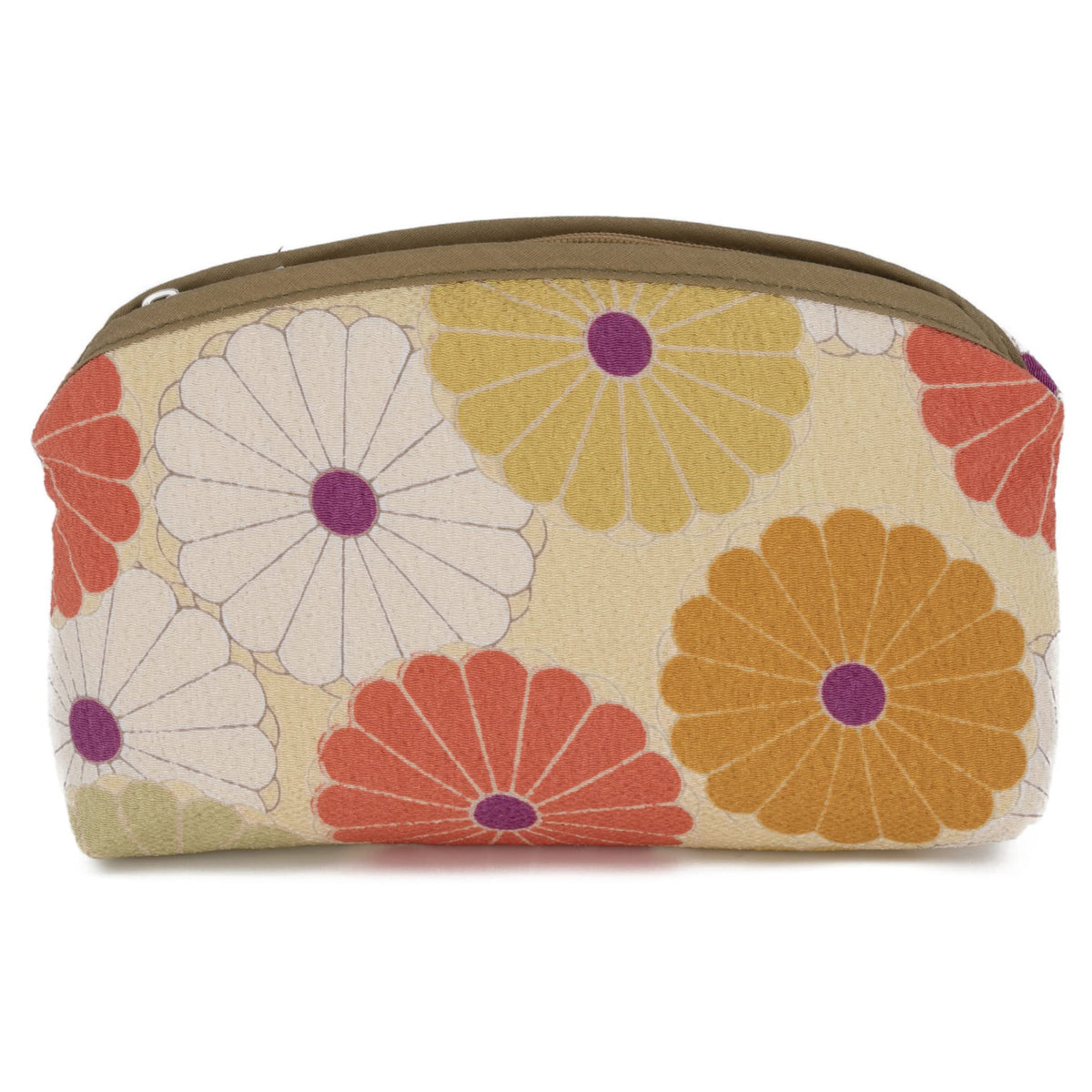 Noren Slim Cosmetic Pouch, Japanese Pattern Makeup Pouch with Inner Pocket, 100% Cotton, Made in Japan