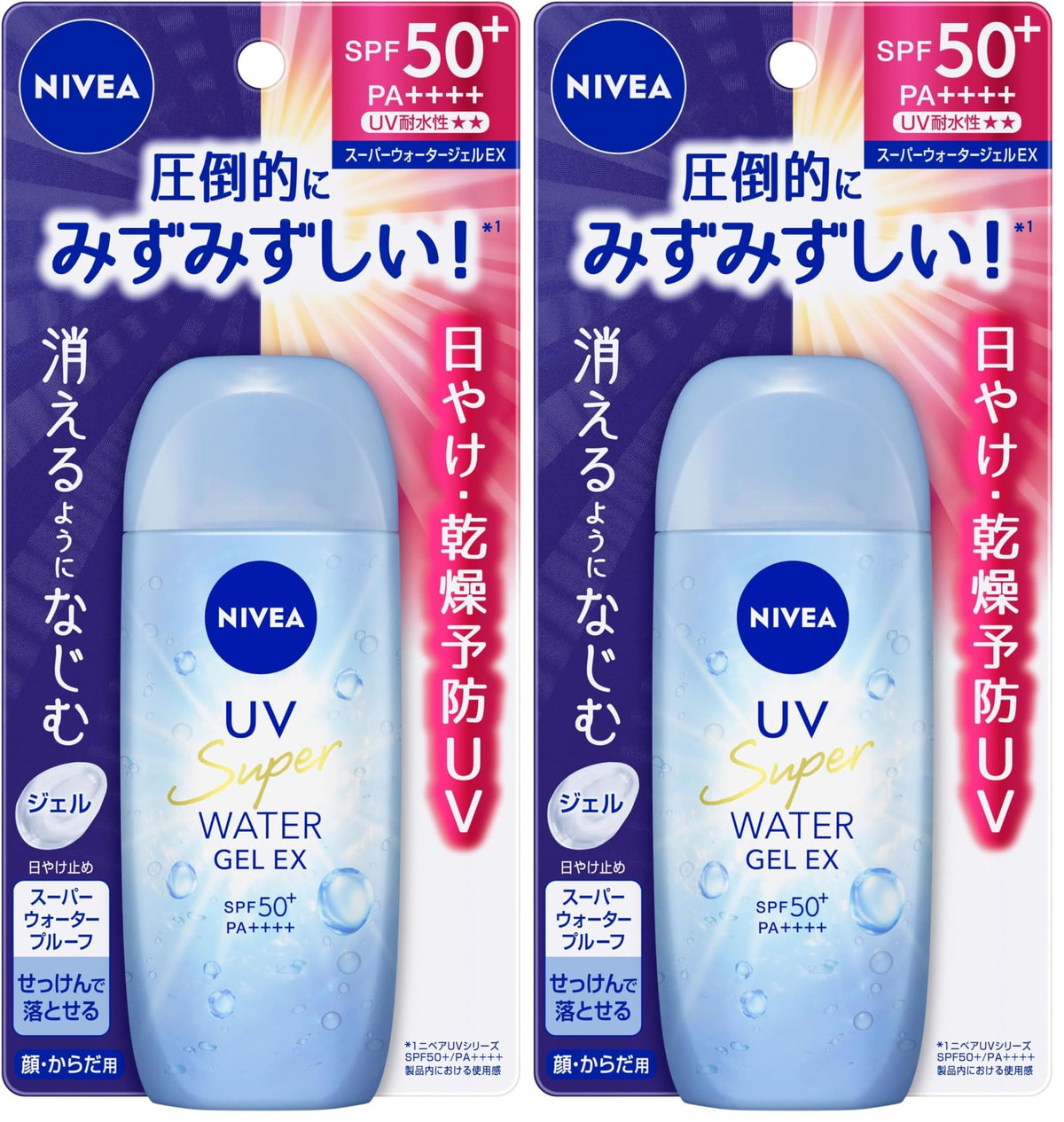 Nivea UV Water Gel EX Sunscreen SPF50+ PA++++ with UV Water Resistance, Face and Body Gel Sunscreen, Floral Aroma, Washes Off with Soap, 80 g