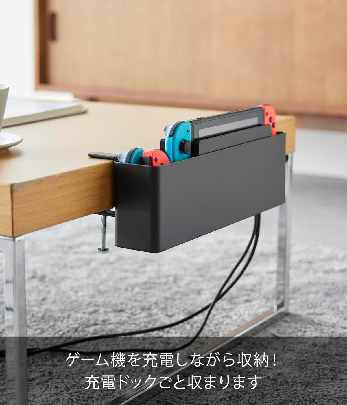 Yamazaki Tower Table-Side Remote Control Rack, Clamp-On Steel Organizer for Desks and Tables, 30 x 10 x 9.5 to 11 cm and 895 g, Holds 5 kg, Black or White