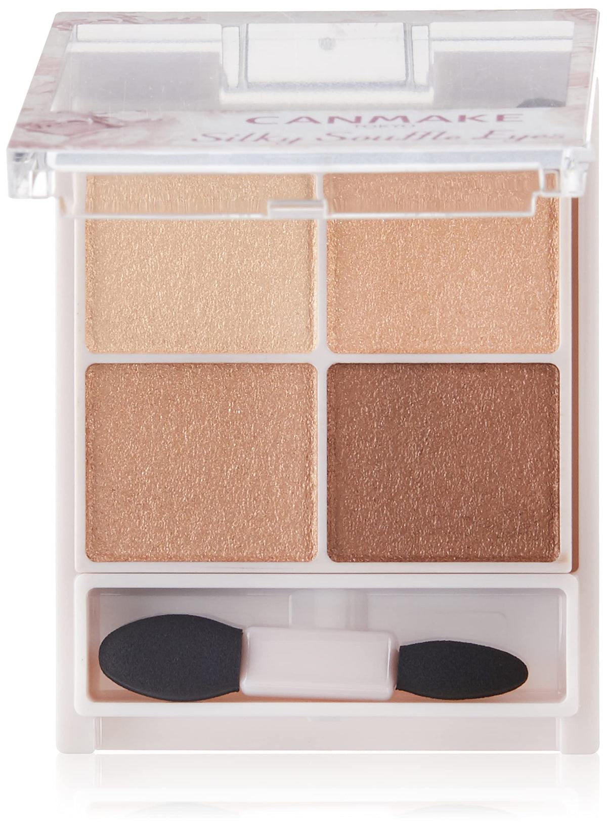 Canmake Silky Souffle Eyes, Glossy Pearl Four-Colour Eyeshadow Palette with Beauty-Serum Ingredients and a Double-Ended Tip, 4.8 g