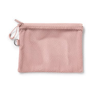 MUJI Polyester Double Zip Case M, Mesh Pouch about 13.5 x 19 cm with Zip Pull Ring, Pink, Grey, Khaki or Black