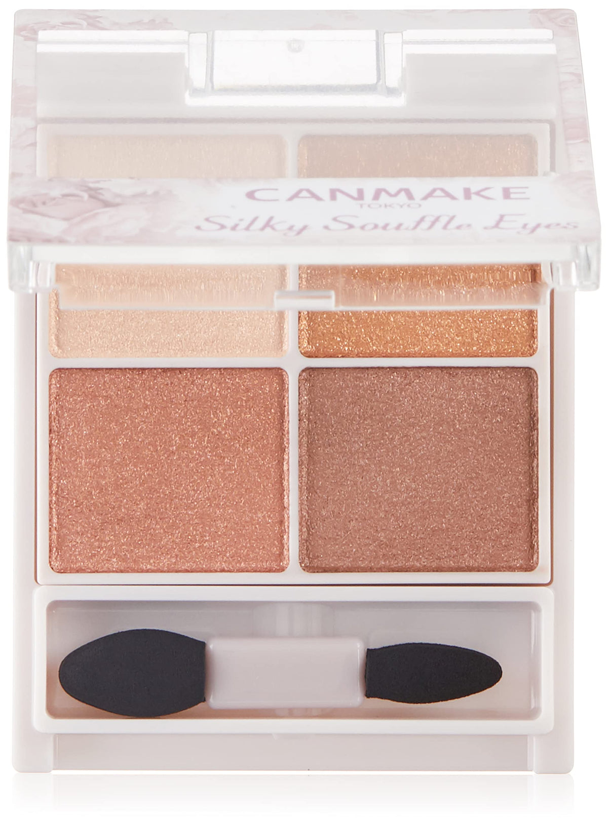 Canmake Silky Souffle Eyes, Glossy Pearl Four-Colour Eyeshadow Palette with Beauty-Serum Ingredients and a Double-Ended Tip, 4.8 g