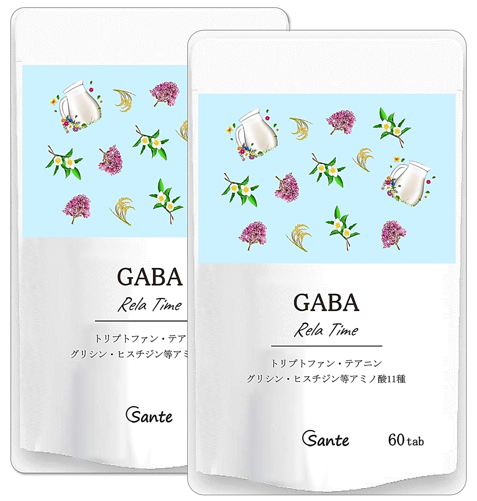 Nippon Sante Relaxing Time Supplement, Made in Japan, Additive-Free, Tryptophan, Gaba, Glycine, 11 Types, 60 Tablets