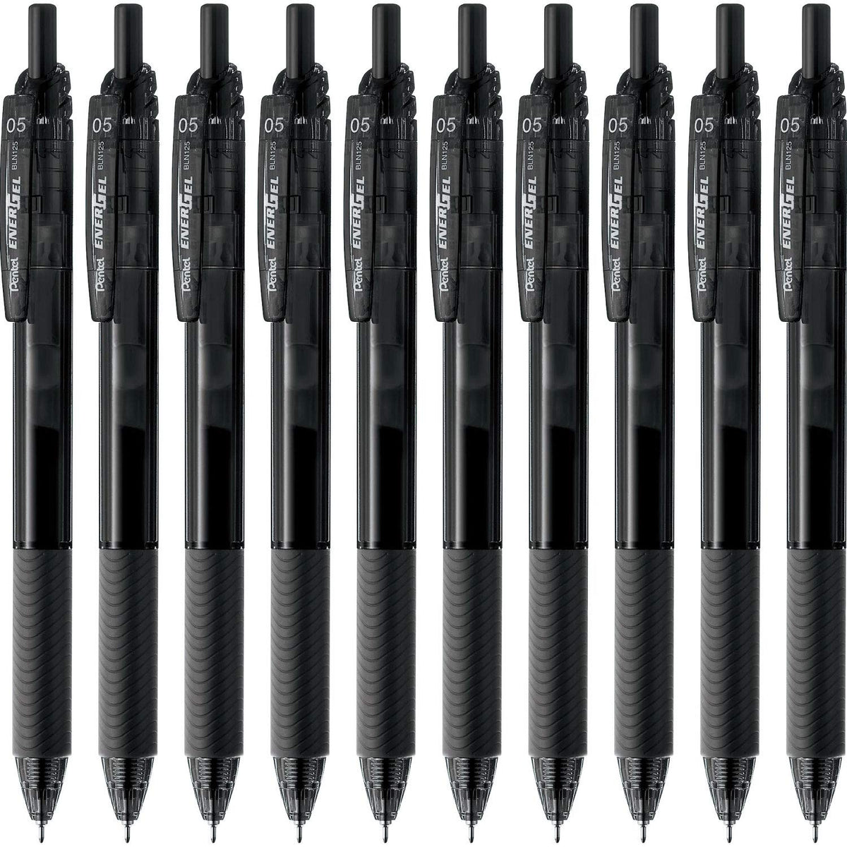 Pentel EnerGel S Gel Ink Ballpoint Pen, Retractable with Recycled PP Barrel and Elastomer Grip, 0.3, 0.5, 0.7 or 1.0 mm, Black, Red or Blue, Pack of 10 Pens