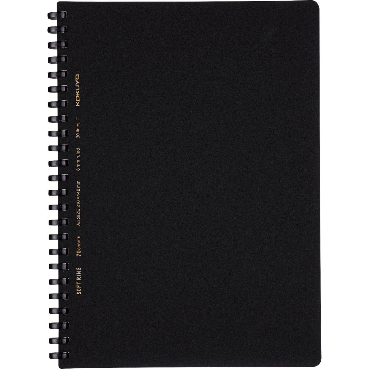 KOKUYO Soft Ring Business Notebook, 70 Sheets with Soft D-Shaped Olefin Rings and Black PP Cover, A5, Semi-B5 or A4, 5 mm Grid, 6 mm B-Rule or Plain
