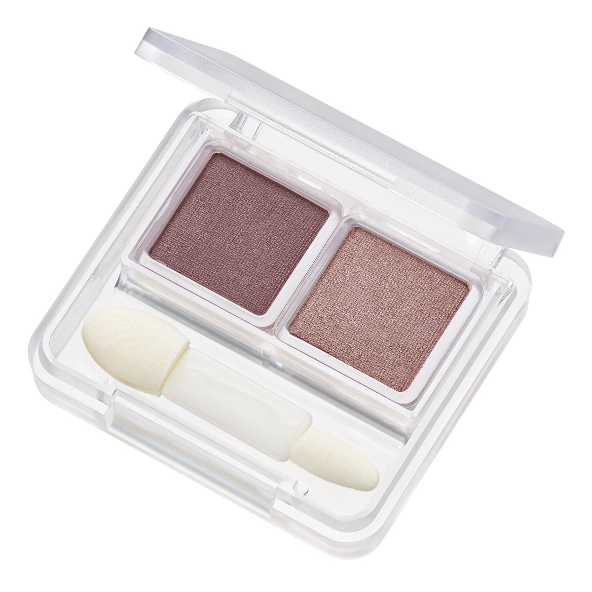 Twin Color Eyeshadow, Shade 75 Pink Brown, Two-Color Powder Eyeshadow Compact with an Applicator, Fragrance-Free, Made in Japan